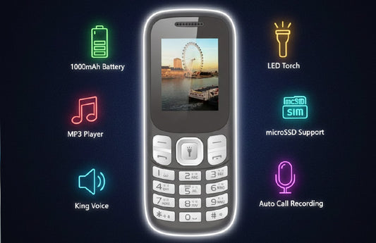 Dual Sim Keypad Mobile | 1000mAh Battery | Wireless FM | 1.8″ Display | Music| Made in India