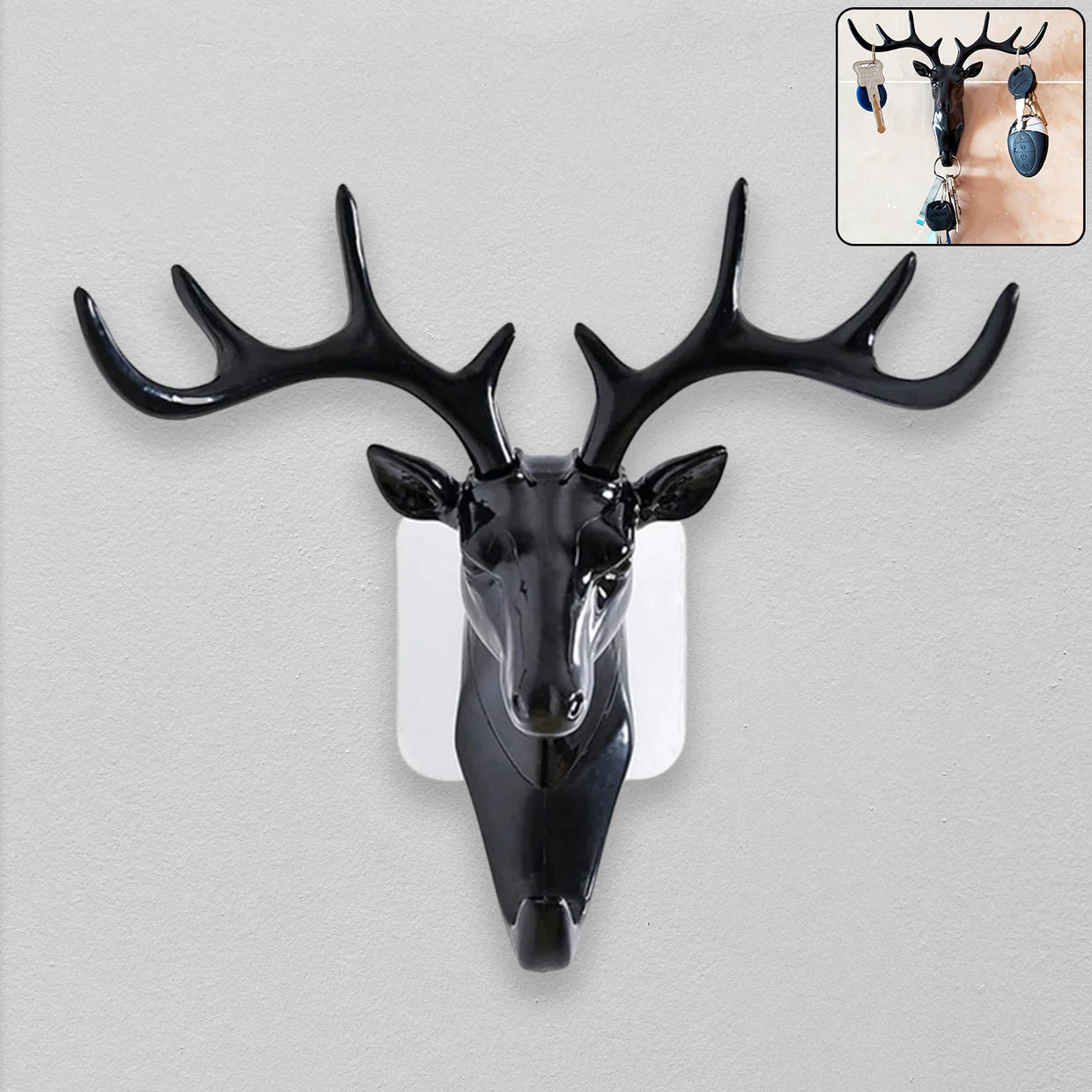 Decorative Deer Head Adhesive Wall Hook Hanger