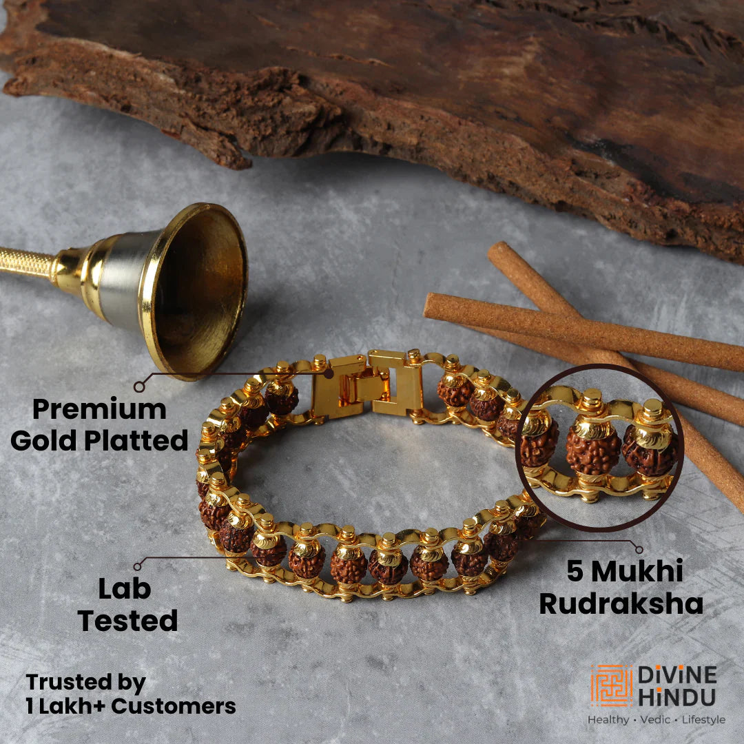 Panchmukhi Energy Gold-Plated Rudraksha Bracelet - @Just Rs. 299/-