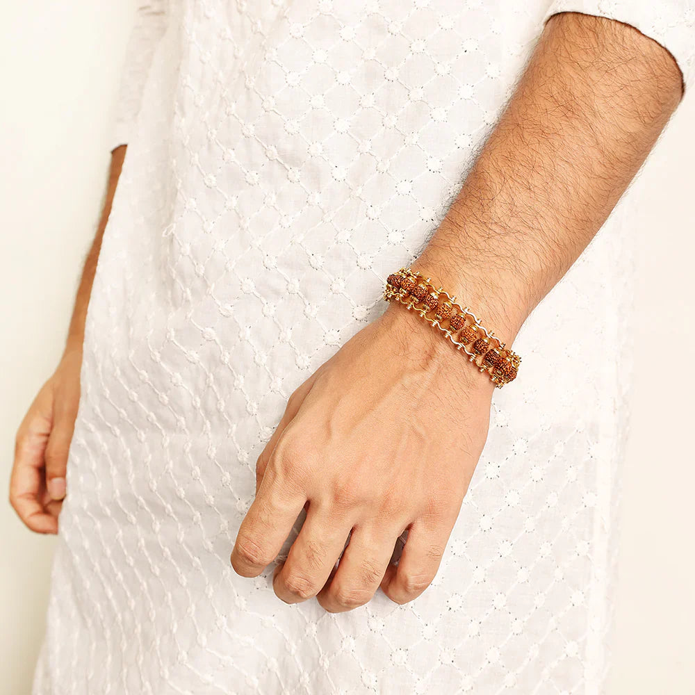 Panchmukhi Energy Gold-Plated Rudraksha Bracelet - @Just Rs. 299/-