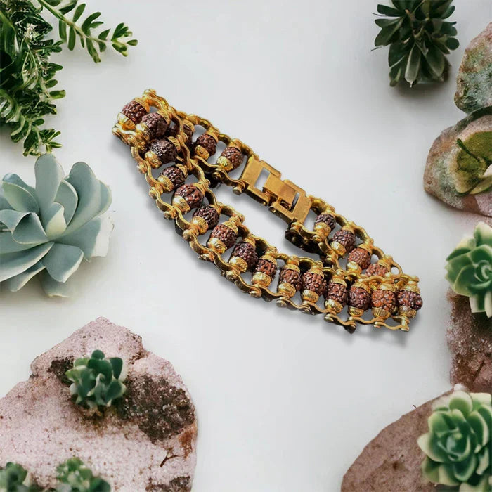 Panchmukhi Energy Gold-Plated Rudraksha Bracelet - @Just Rs. 299/-