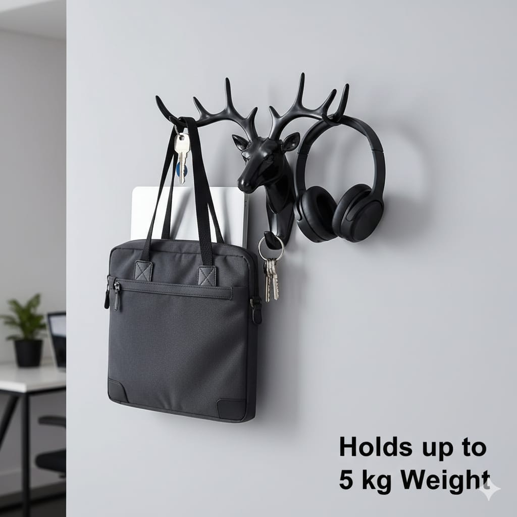 Decorative Deer Head Adhesive Wall Hook Hanger