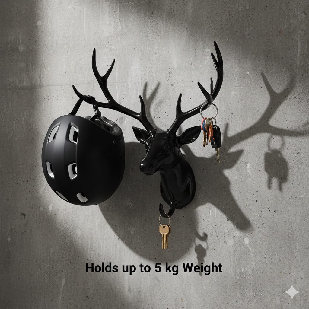 Decorative Deer Head Adhesive Wall Hook Hanger